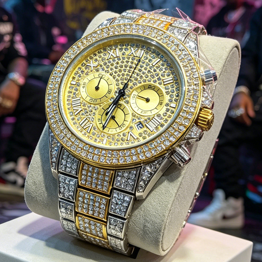 Jewelry And Watches Luxury Brand - Montre Quartz Homme Hip Hop Bling