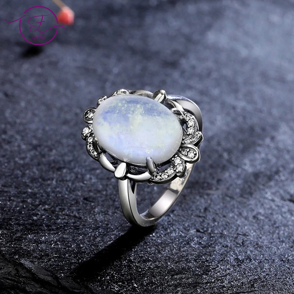Turquoise Stone Ring - Bagues Vintage en pierre de lune