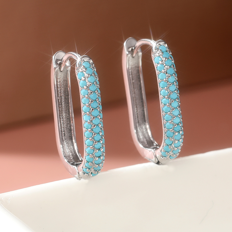 Turquoise Stone Ring - Boucles d'oreilles créoles en imitation turquoise