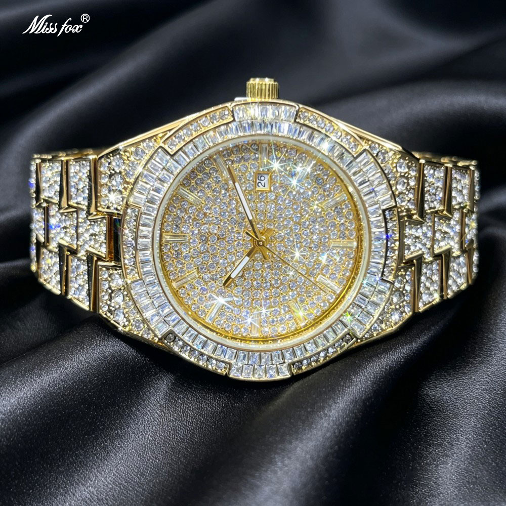 Jewelry And Watches Luxury Brand - Montre Homme MISSFOX Or Glacé Tendance