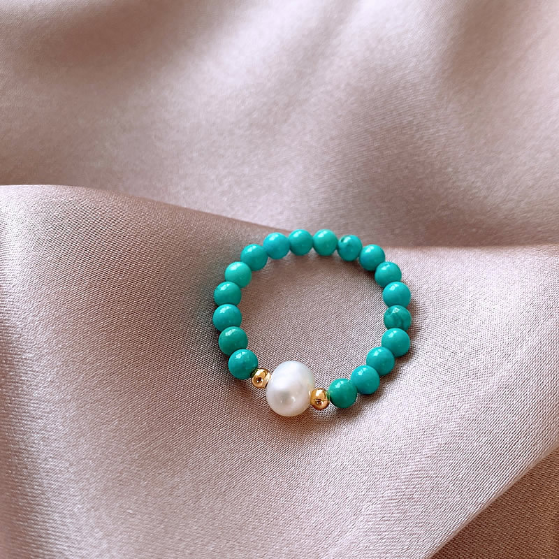 Turquoise Stone Ring - Nouveauté à la mode perle d'eau