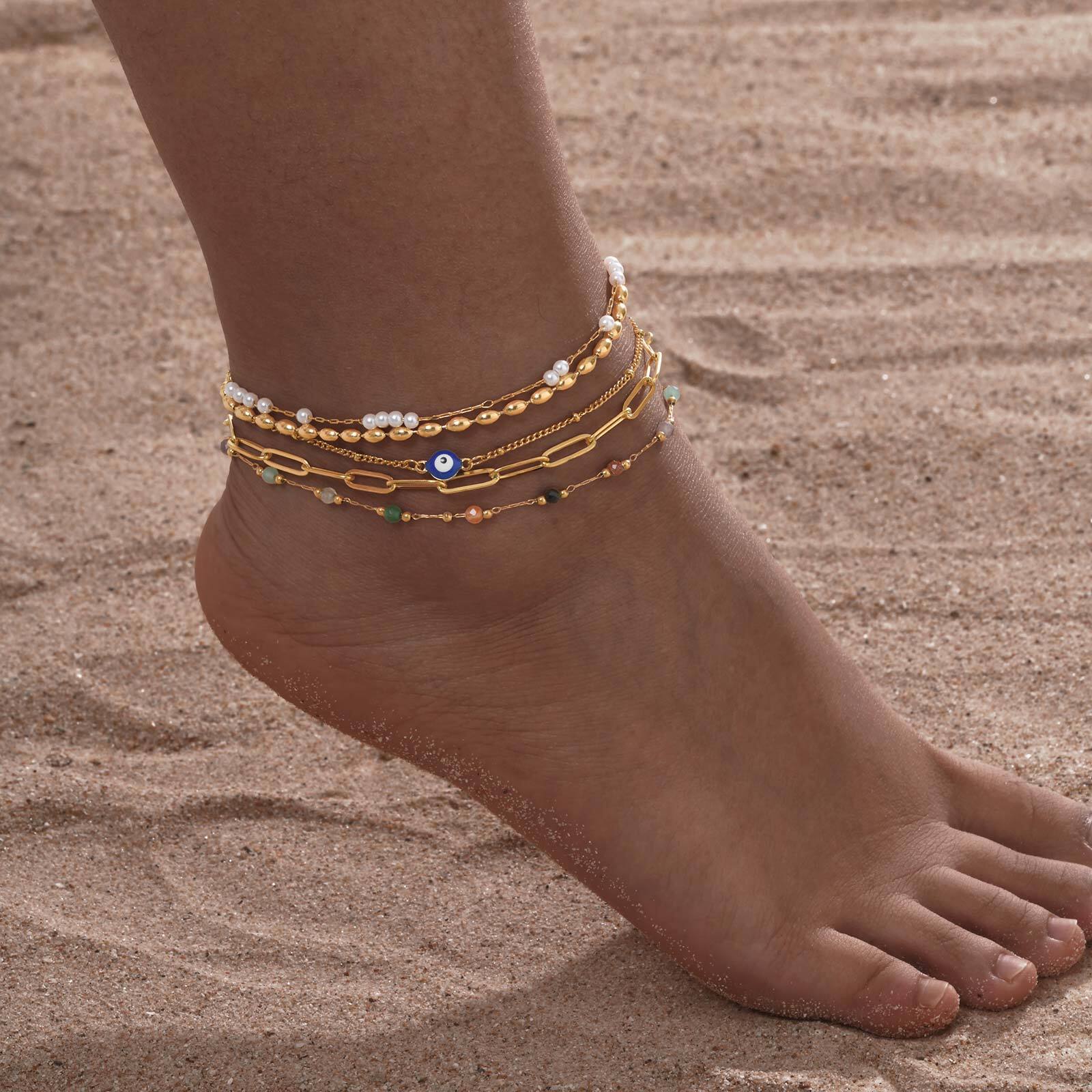 Jc Jewelry & Watches Photos - Bracelet de cheville en couches plaqué