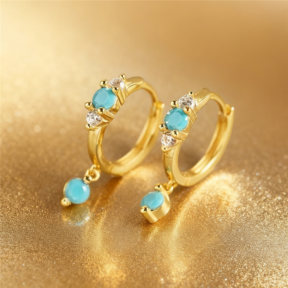 Boucles d'oreilles rondes en p - Turquoise Stone Ring avis et prix