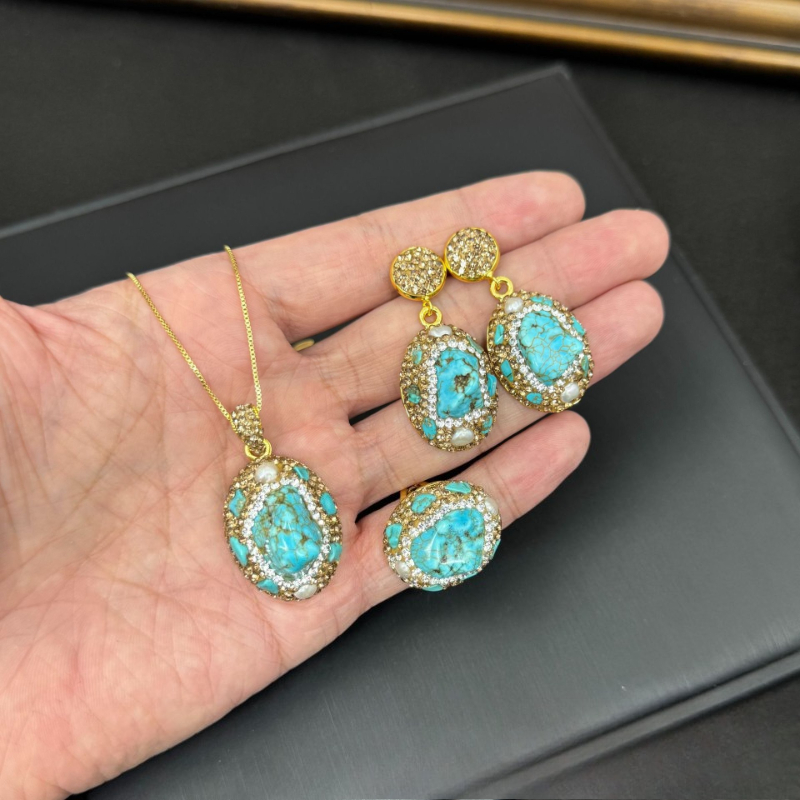 Ensemble de bijoux élégants po - Turquoise Stone Ring avis et prix