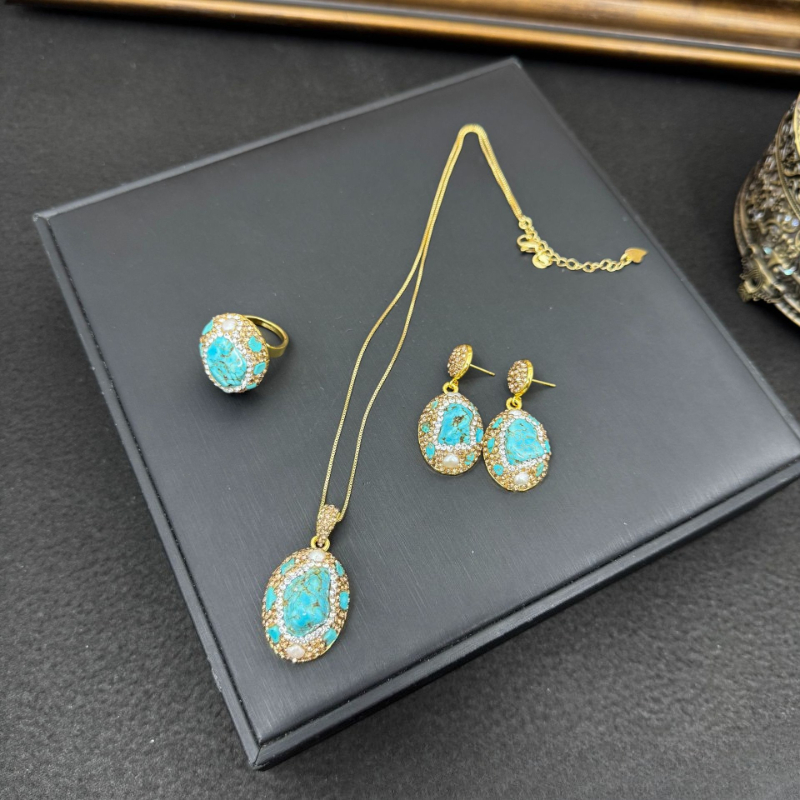 Ensemble de bijoux élégants po - Turquoise Stone Ring avis et prix