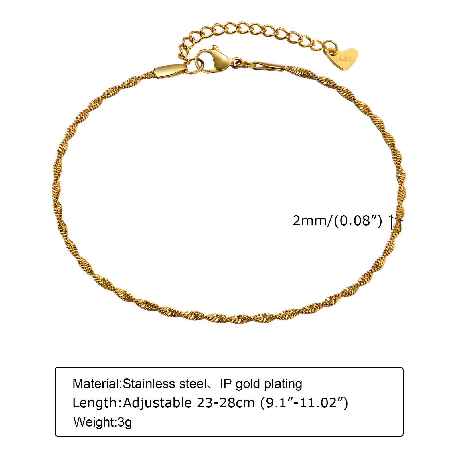 Bracelet de cheville étanche e - Jc Jewelry & Watches Photos avis et prix