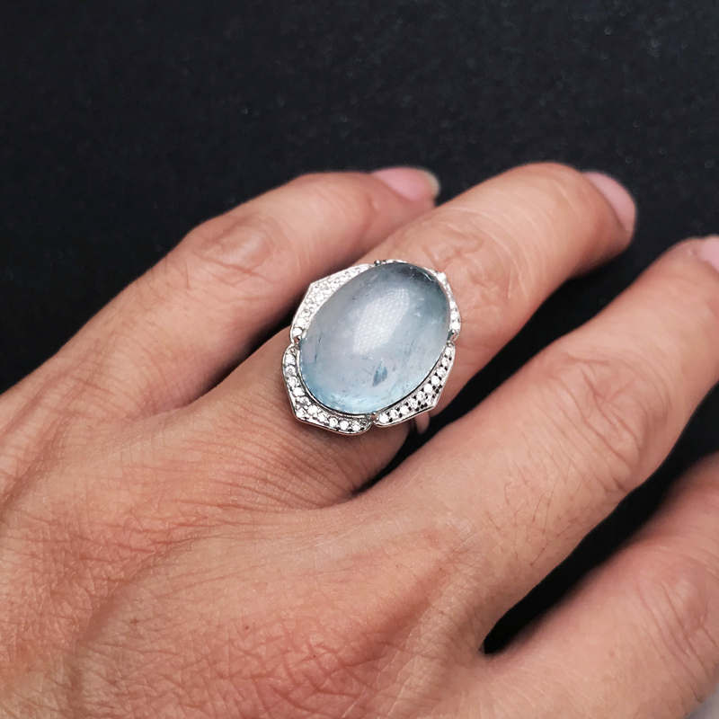 CSJ – bagues aigue-marine natu - Turquoise Stone Ring avis et prix